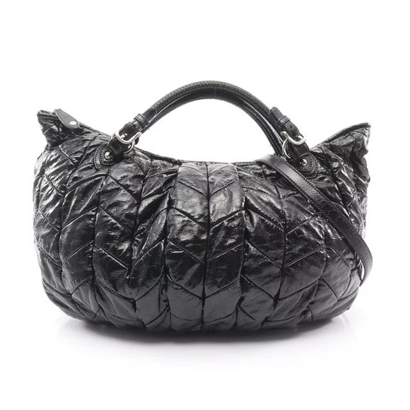 Miu Miu Handbags - Miu MIu Quilted Handbag Patent Vernis Leather Black